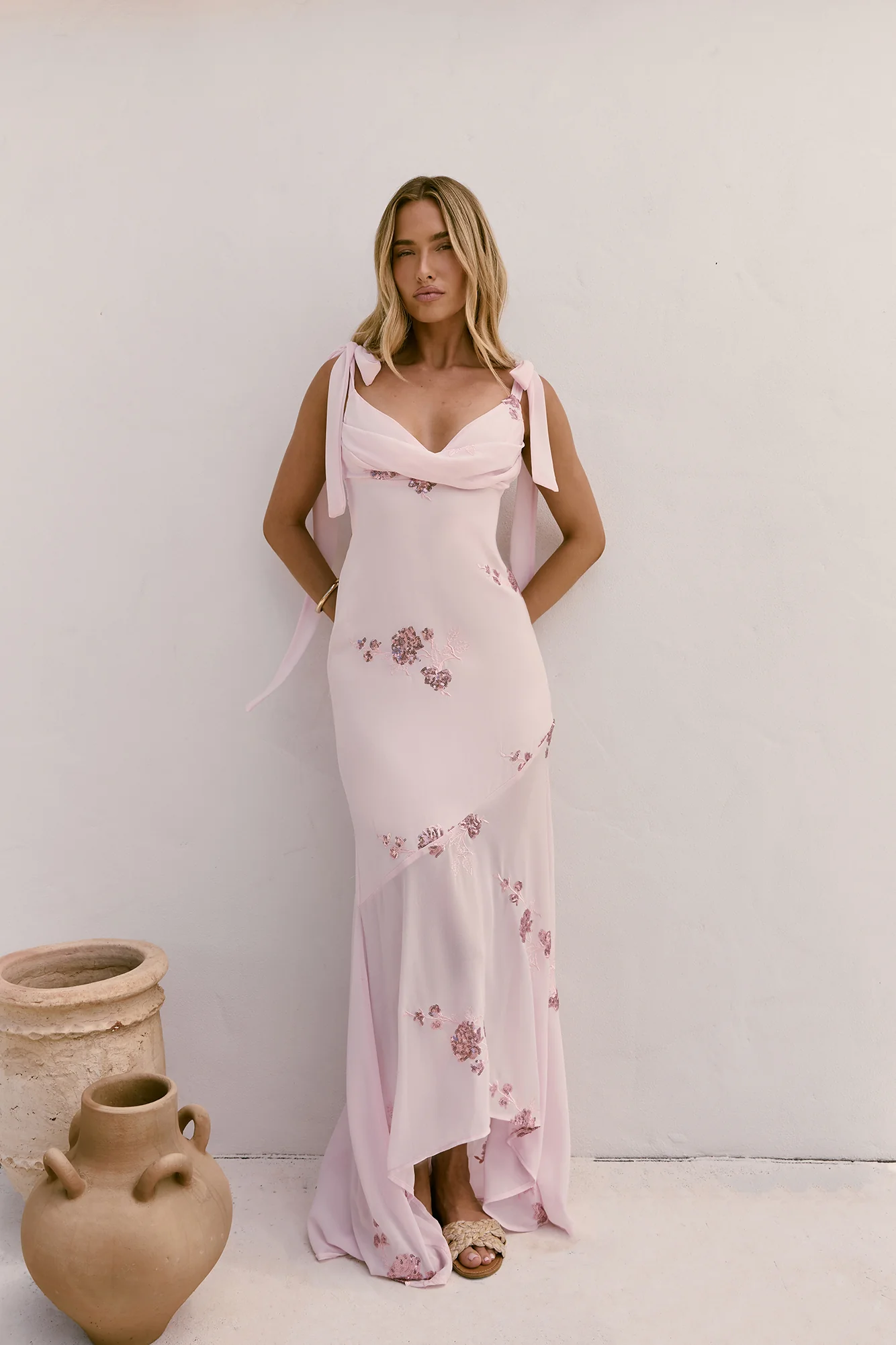Shining Blooms Sequin Maxi Dress Pink - Image 5