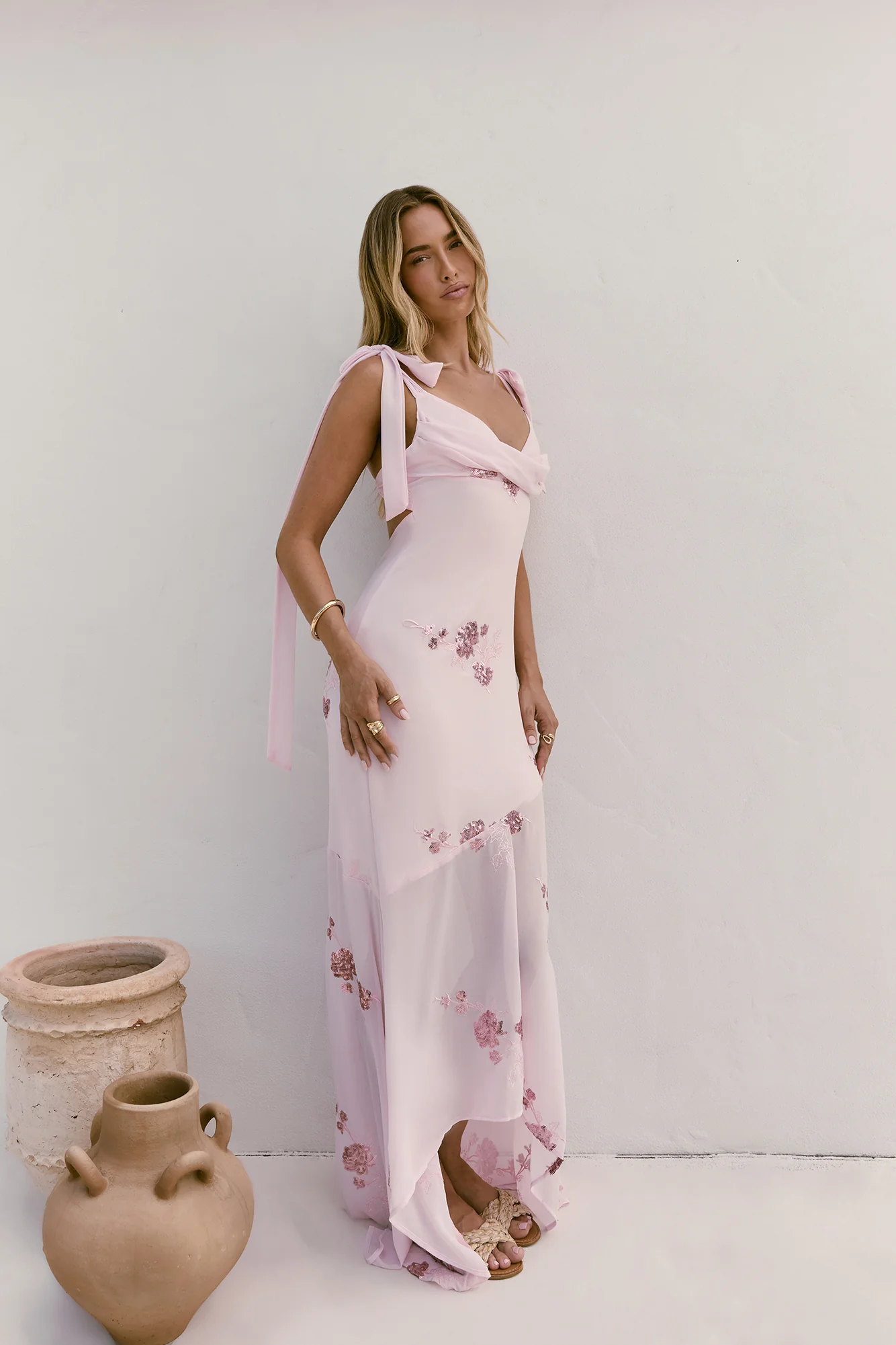 Shining Blooms Sequin Maxi Dress Pink - Image 6