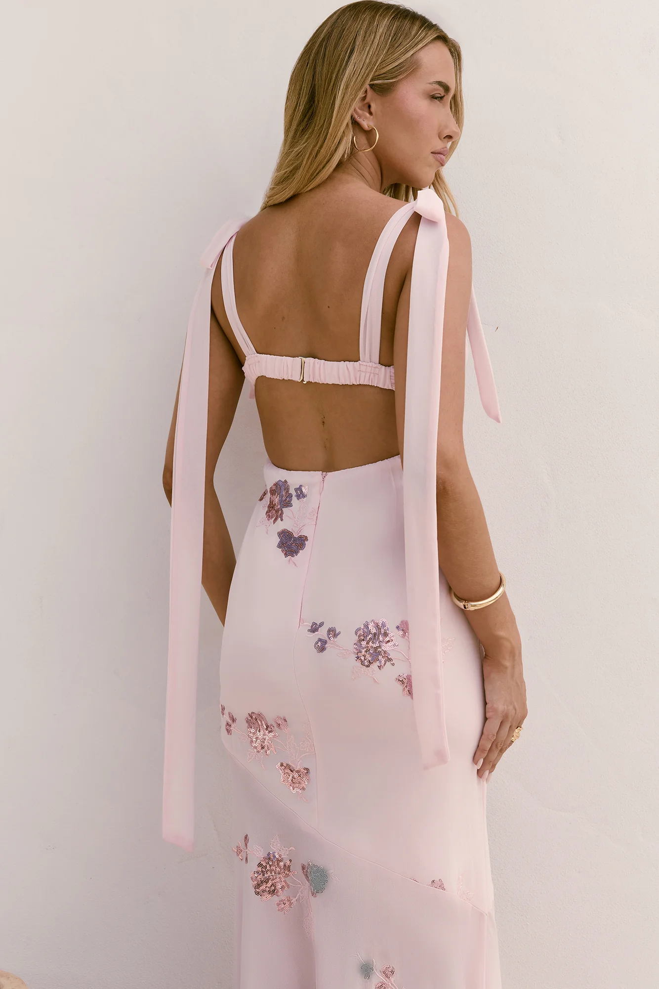 Shining Blooms Sequin Maxi Dress Pink - Image 8