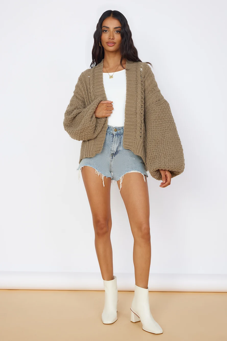 Shining Light Knit Cardigan Brown - Image 6