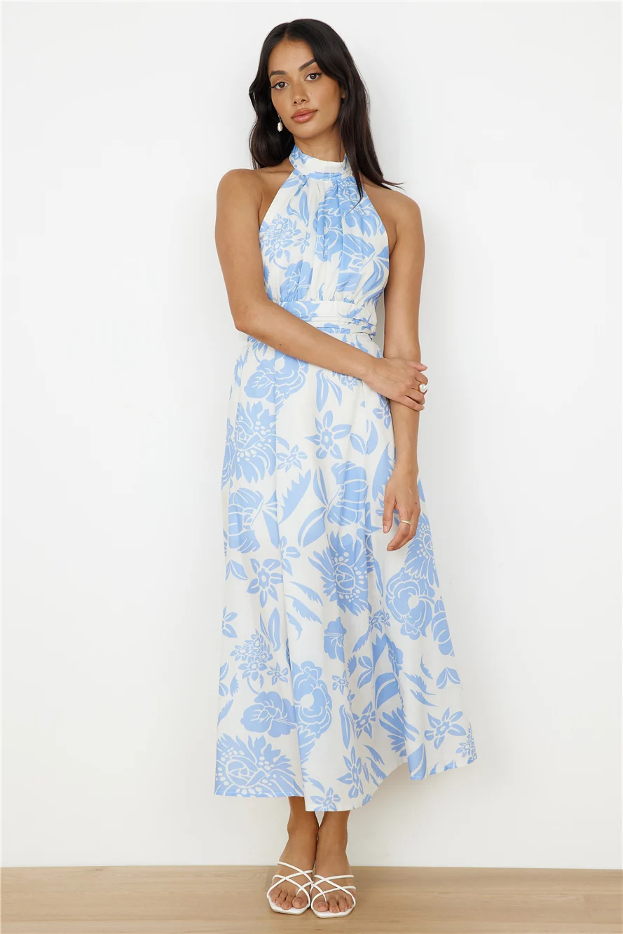 Showing Emotions Halter Maxi Dress Blue - Image 2