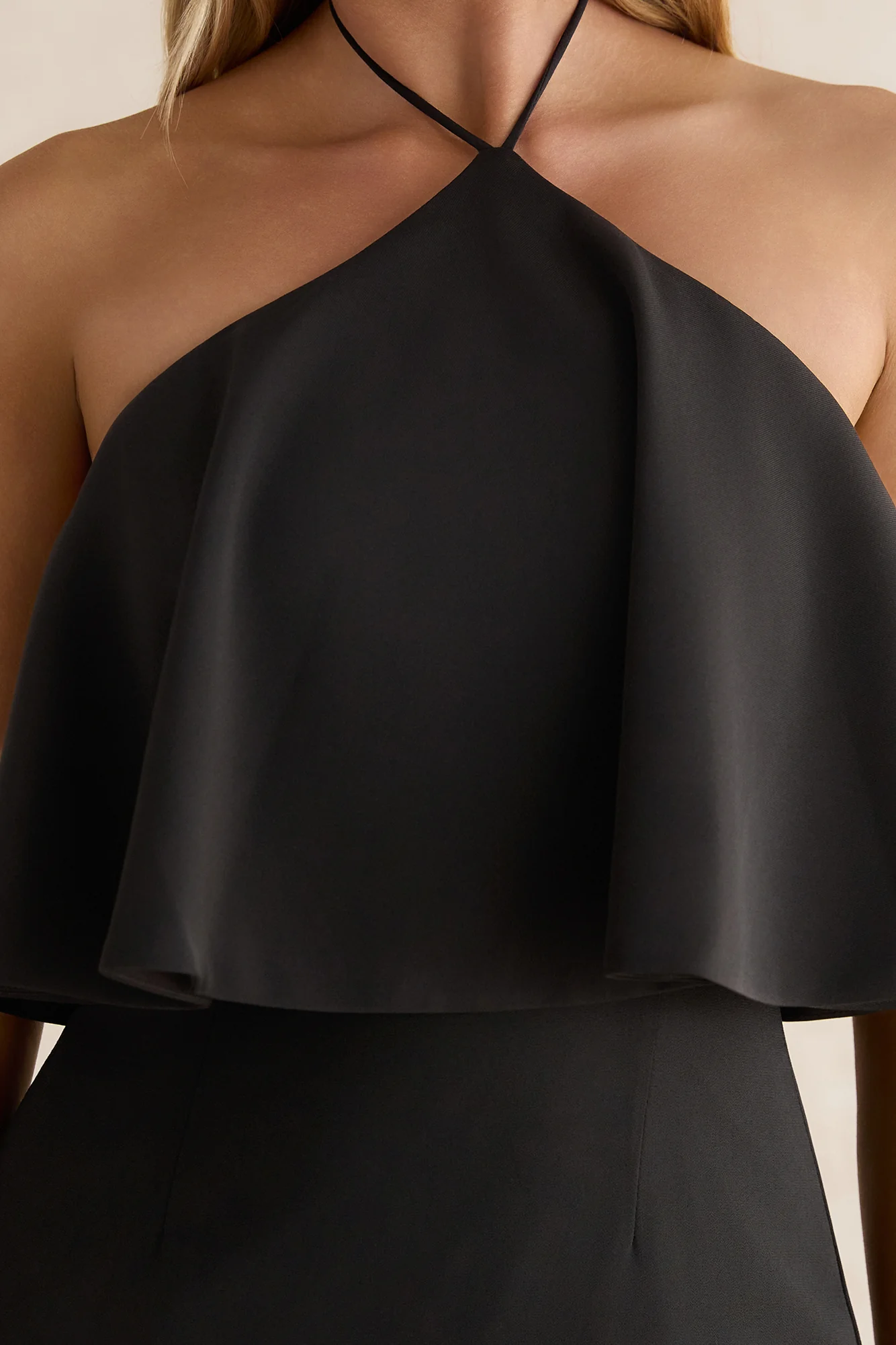 Silken Radiance Halter Maxi Dress Black - Image 5