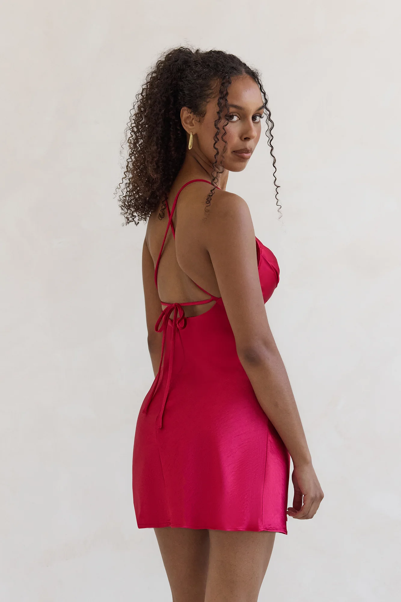 Skylines Satin Mini Dress Red - Image 7