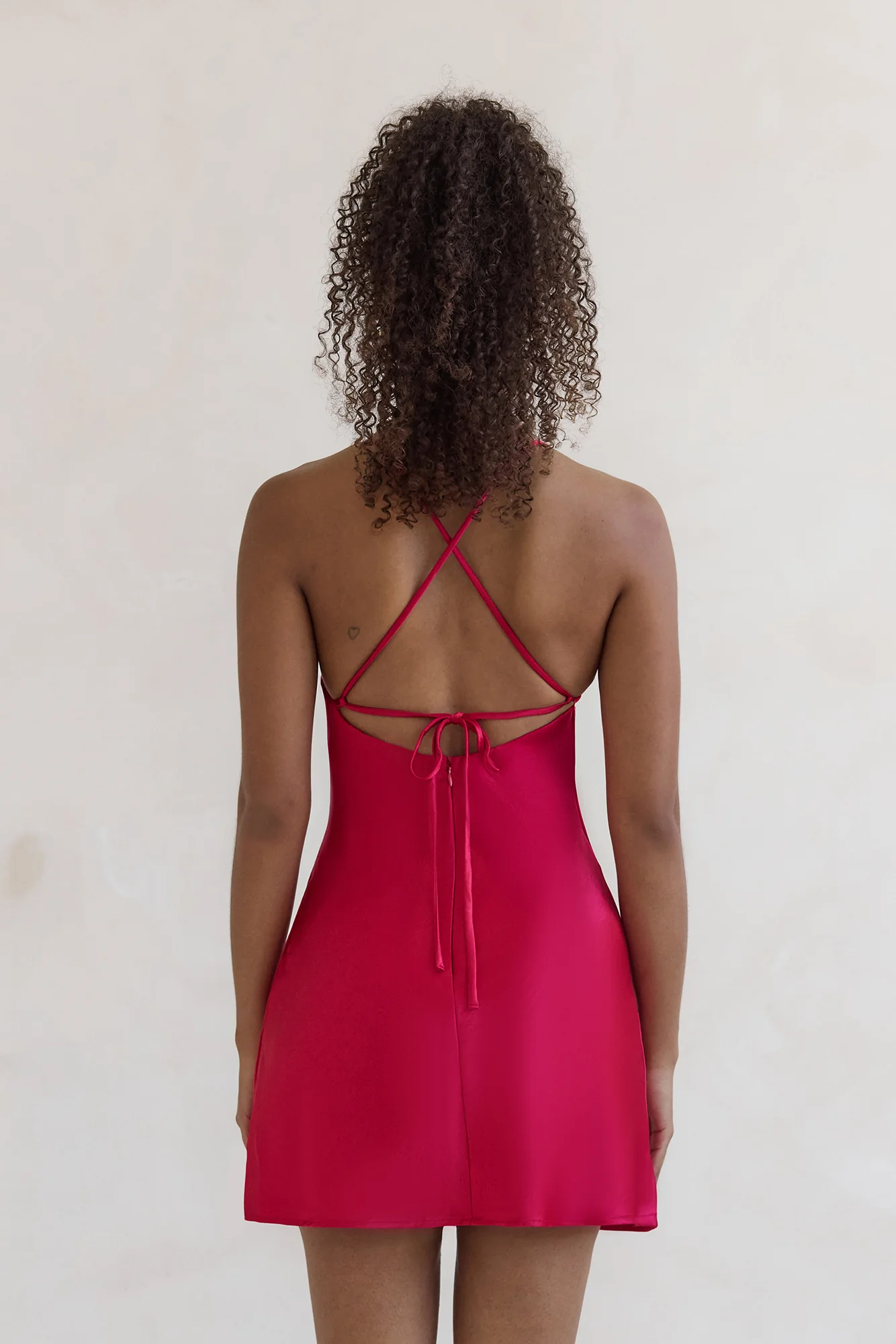 Skylines Satin Mini Dress Red - Image 8