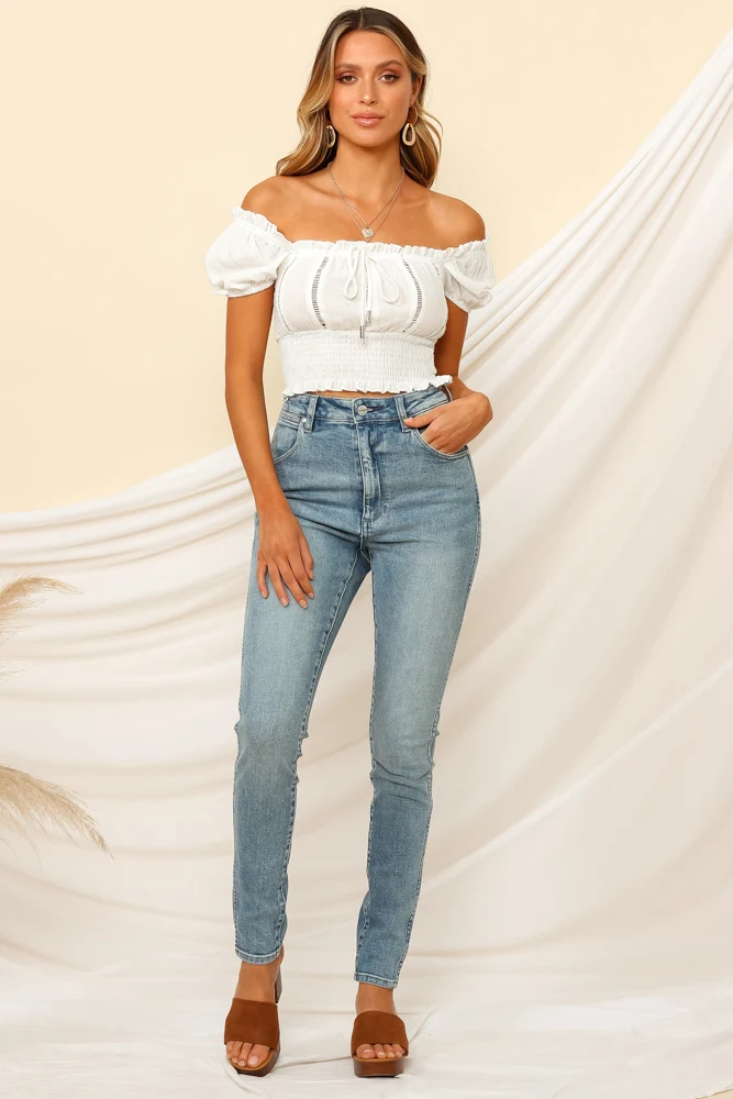 Slowly Drifting Crop Top White - Image 2