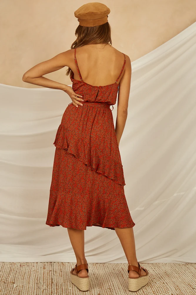 Smokewood Maxi Dress Orange - Image 5