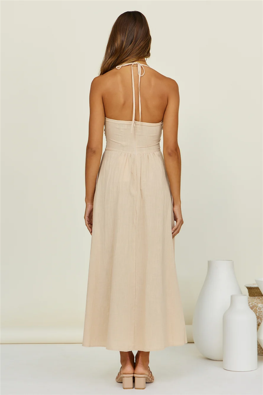SNDYS Boat Linen Maxi Dress Brown - Image 9