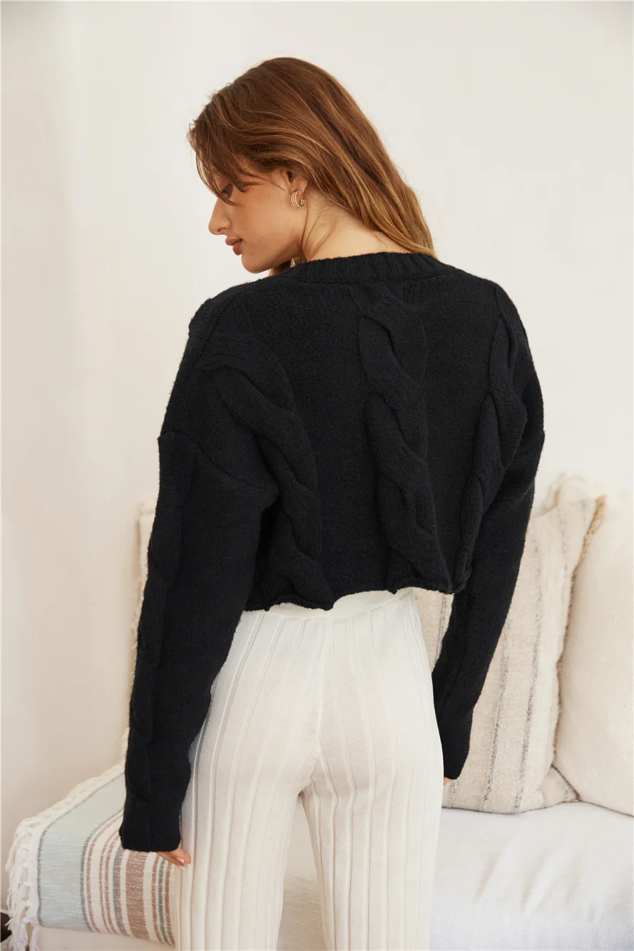 SNDYS Laine Cable Cardigan Black - Image 5