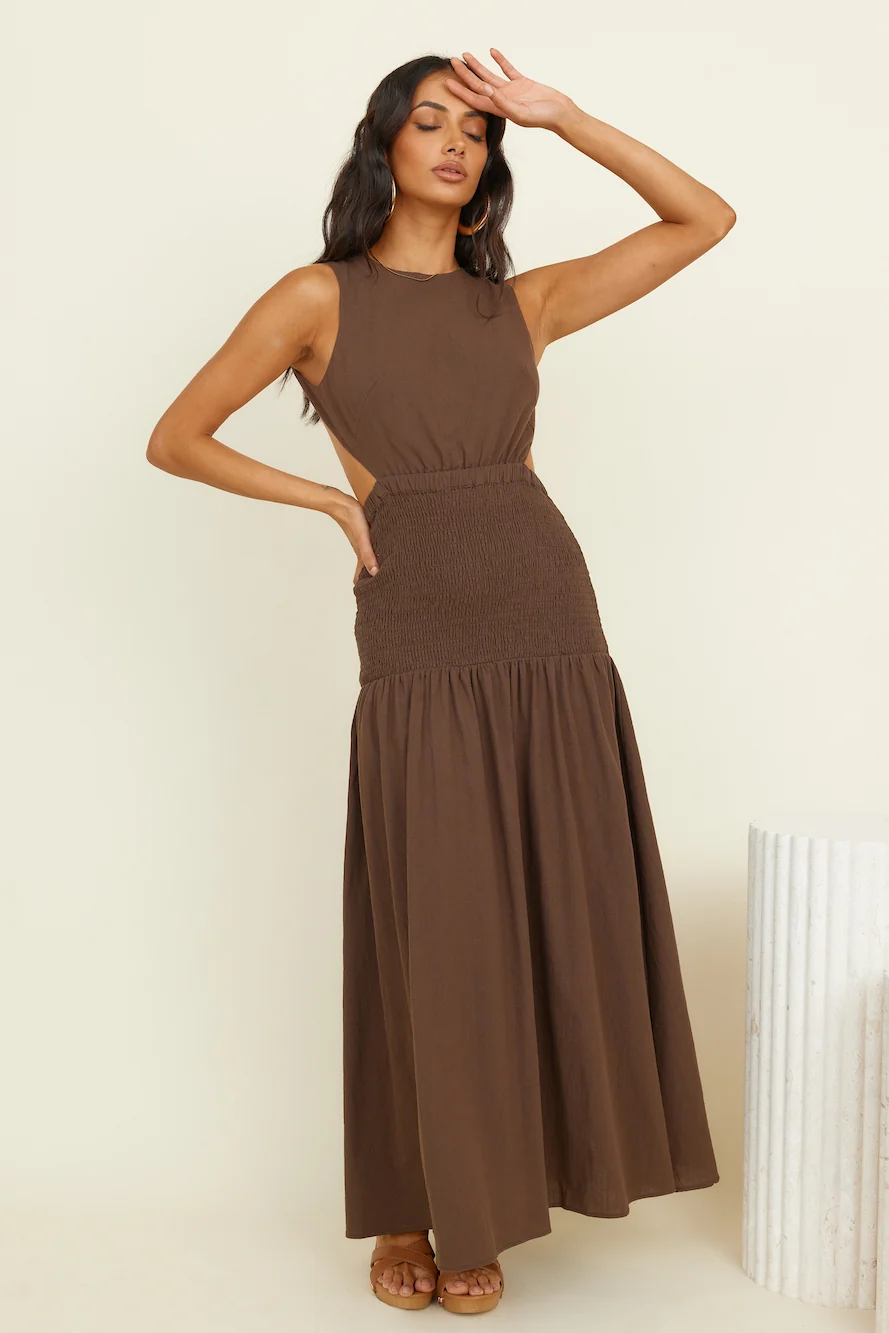 SNDYS Lottie Maxi Dress Chocolate - Image 3