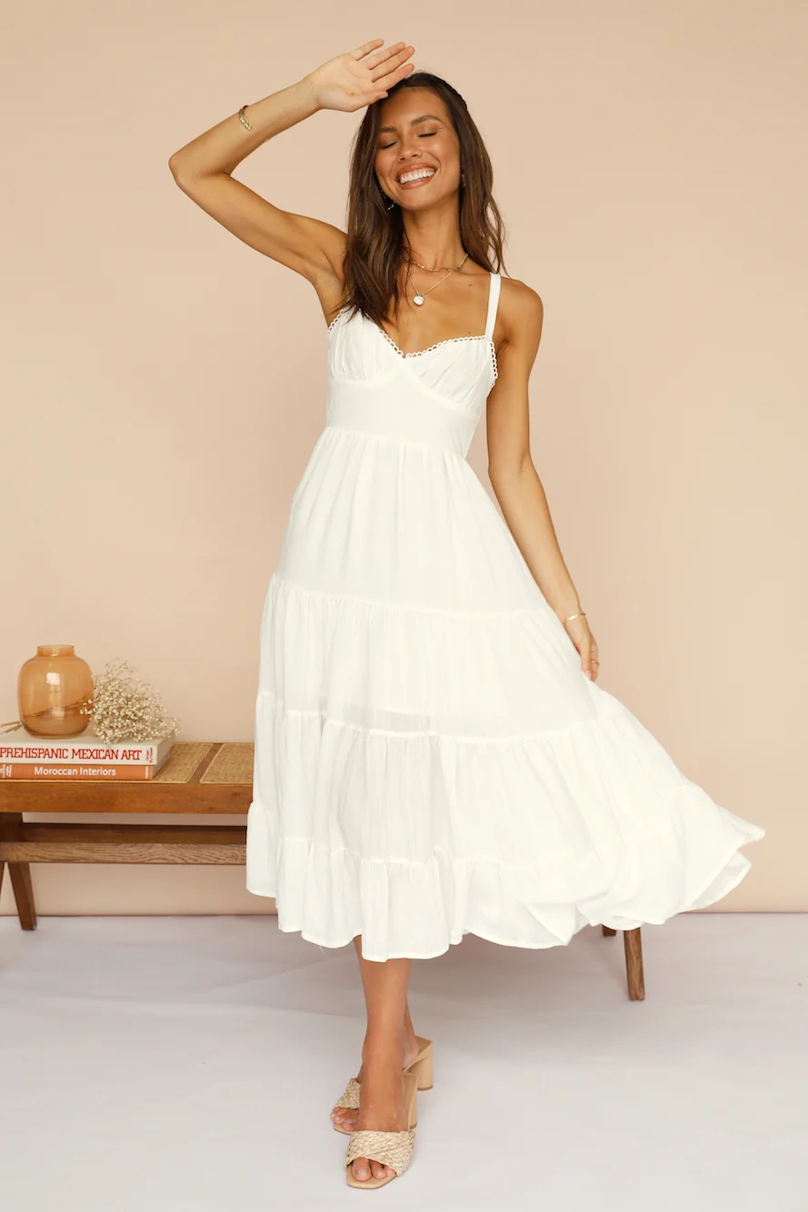 Somebody New Midi Dress White - Image 6