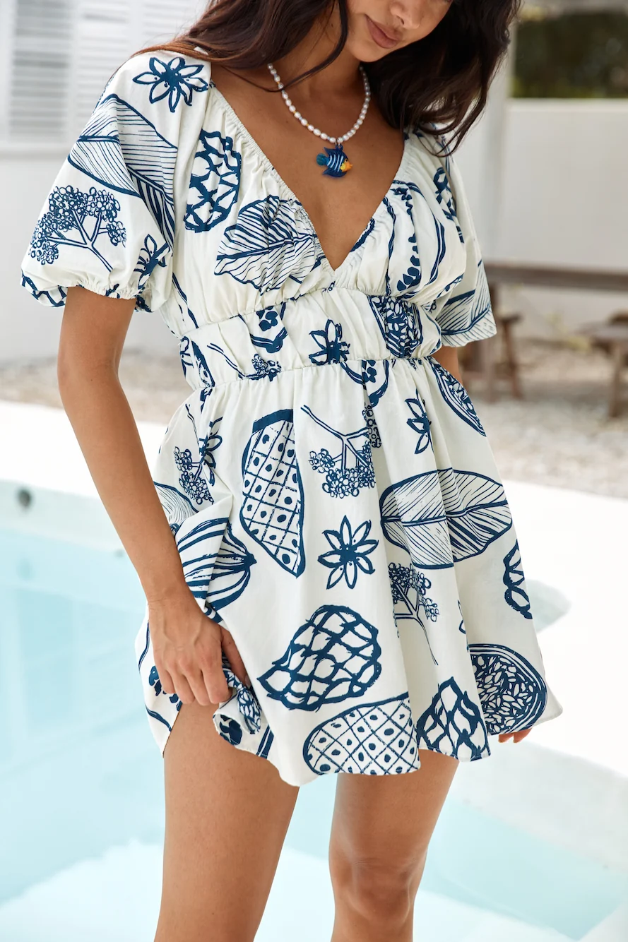 Somewhere Coastal Mini Dress Navy - Image 4