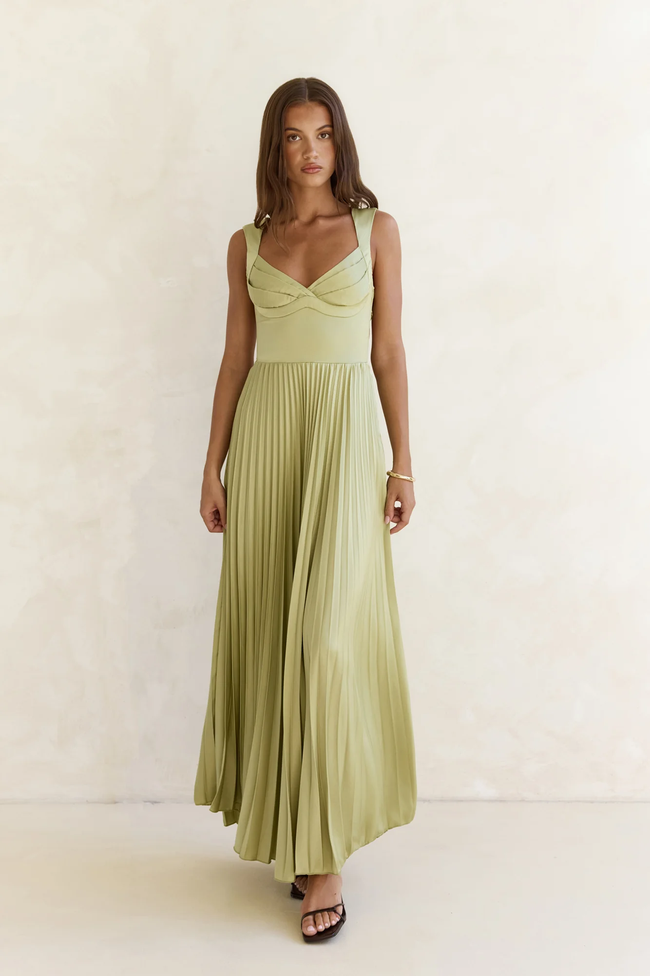 Song Of The Sky Plisse Maxi Dress Green - Image 6