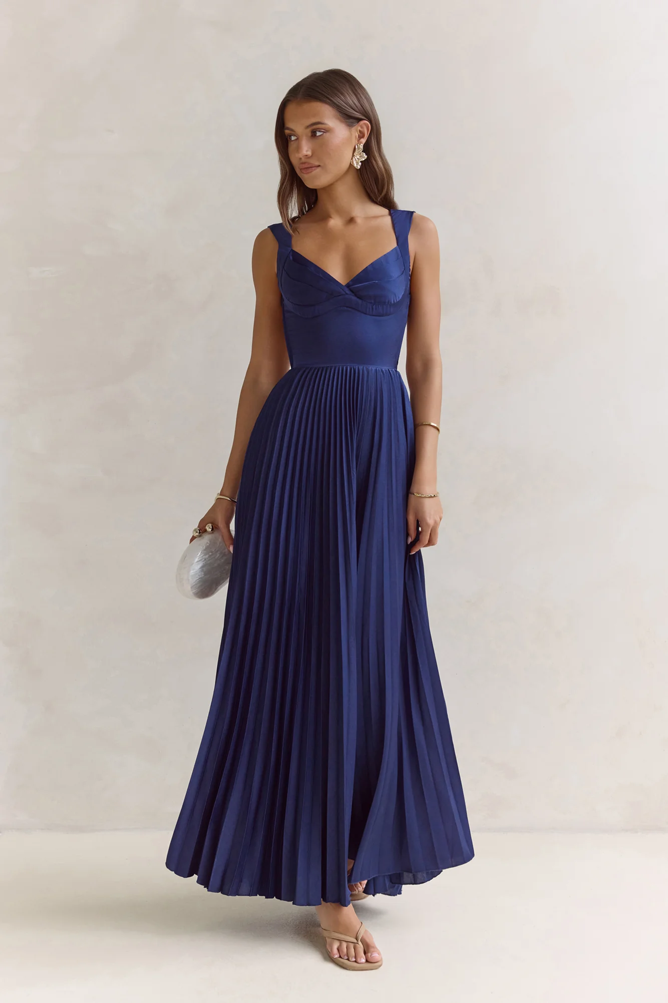 Song Of The Sky Plisse Maxi Dress Navy - Image 5