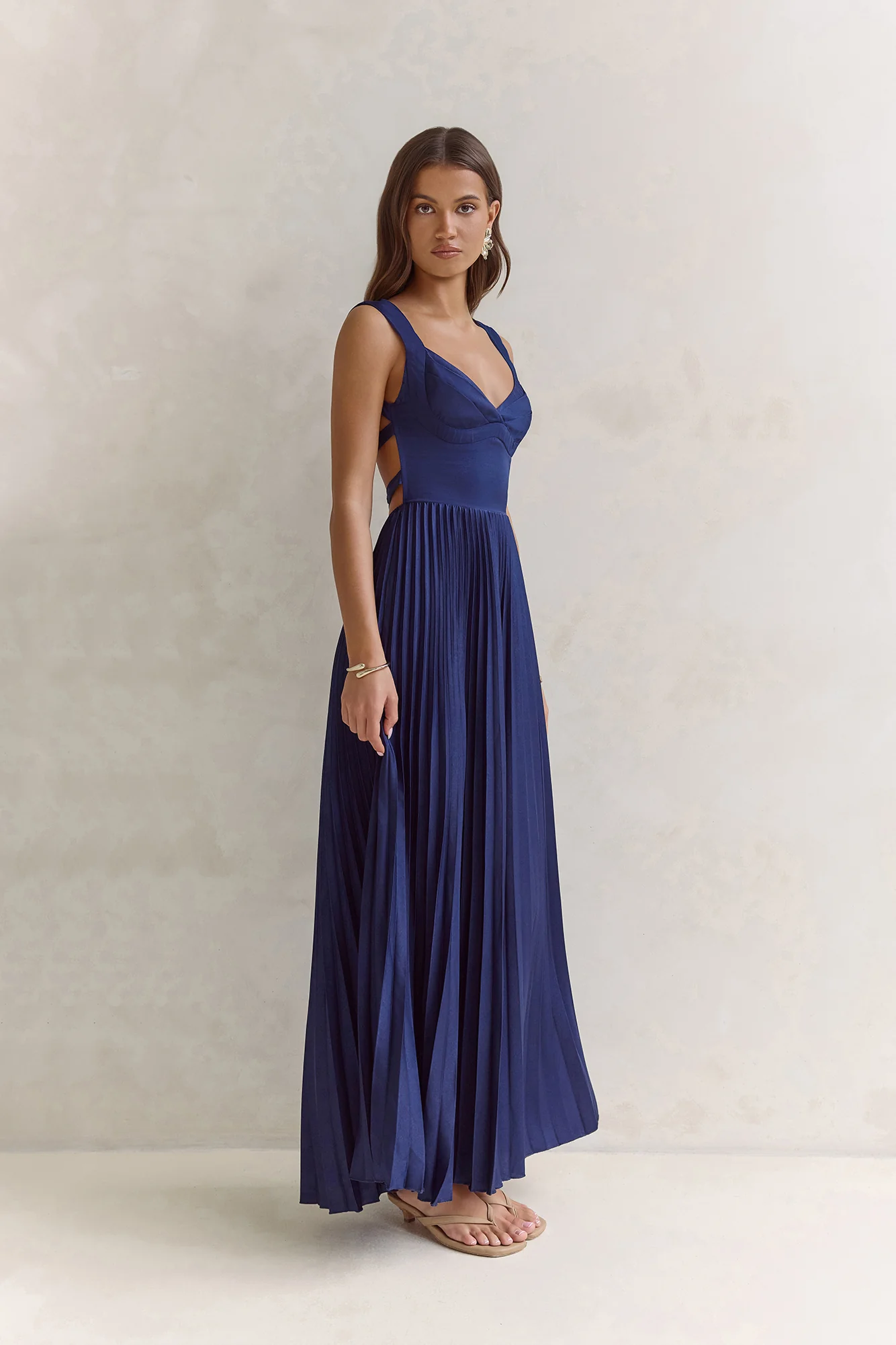 Song Of The Sky Plisse Maxi Dress Navy - Image 6