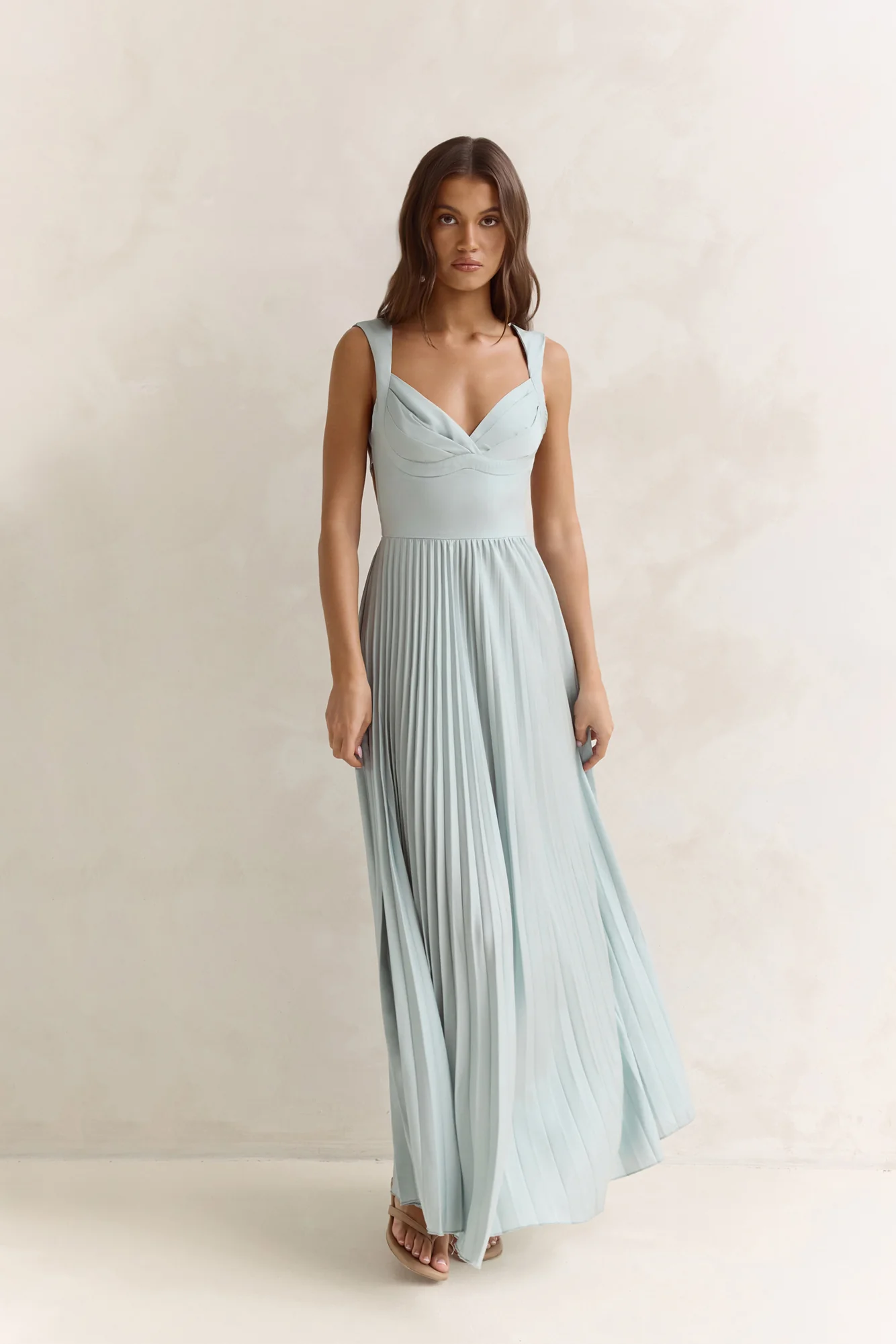 Song Of The Sky Plisse Maxi Dress Sage - Image 4