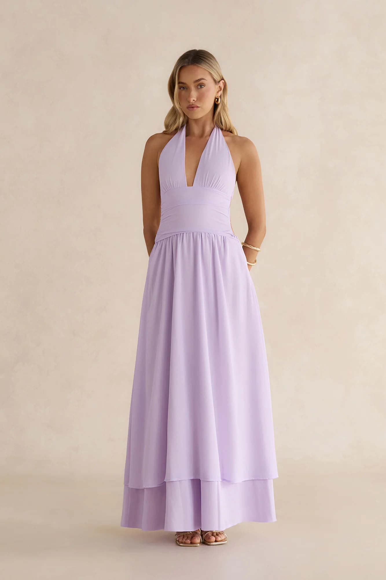 Sorbet Soiree Halter Maxi Dress Lilac - Image 3