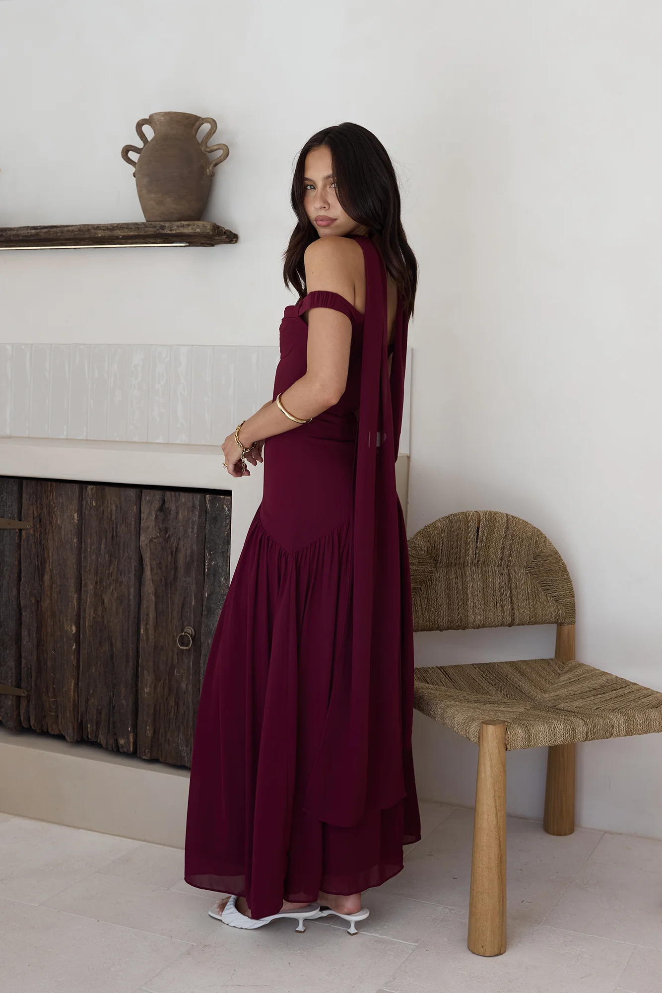 Sparkle Somewhere New Maxi Dress Wine - Image 8