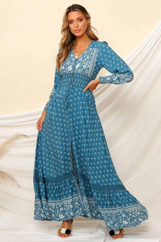Spirit Of A Dreamer Maxi Dress Blue - Image 3