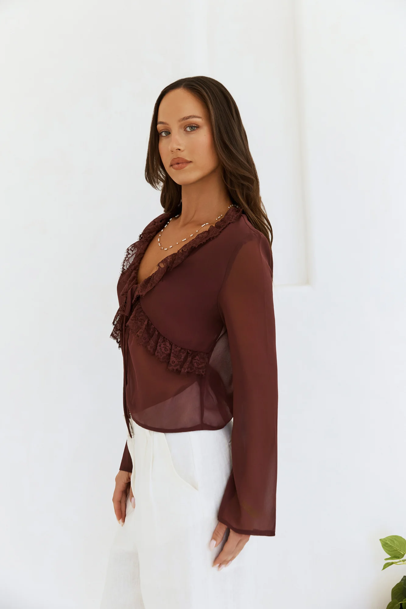 Stroke Of Luck Long Sleeve Top Brown - Image 5