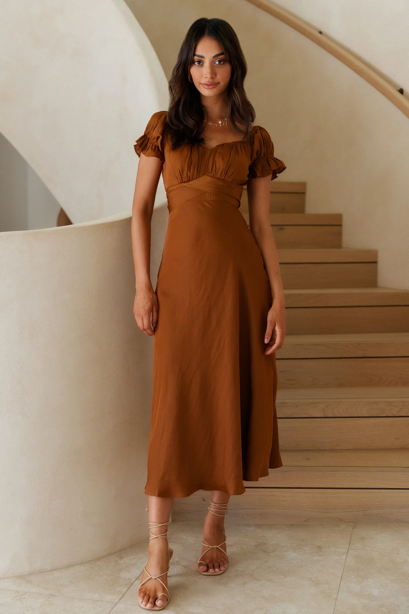 Sumatra Midi Dress Brown - Image 4