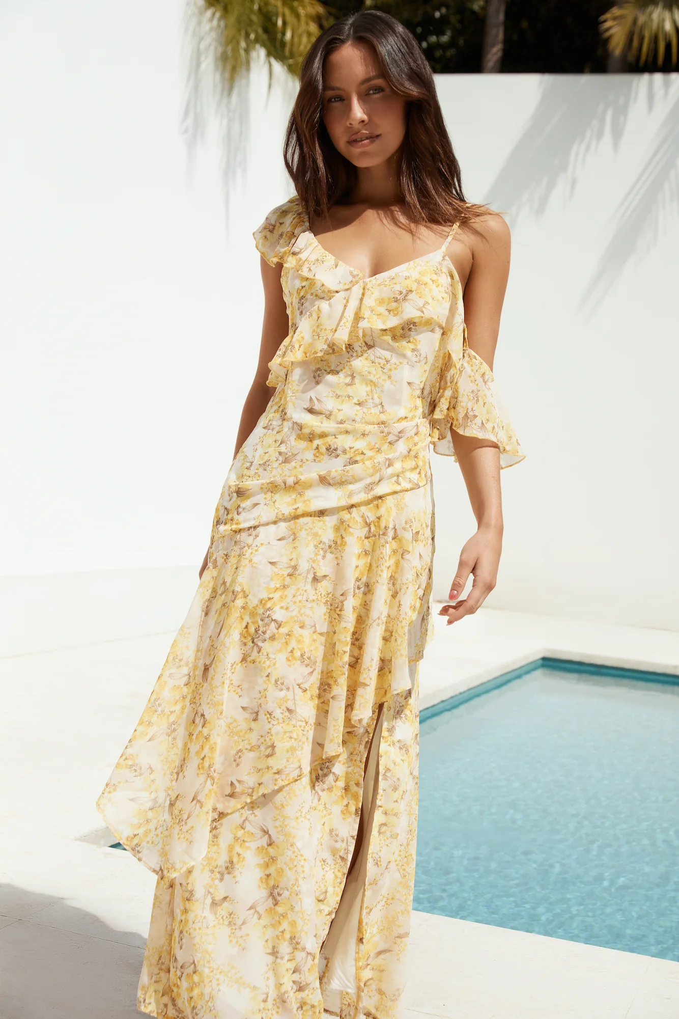Summer Blossoms Maxi Dress Yellow - Image 3