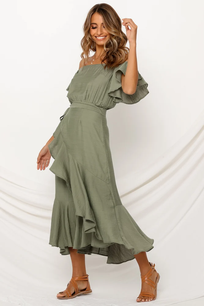 Summer In Turin Maxi Dress Olive - Image 4