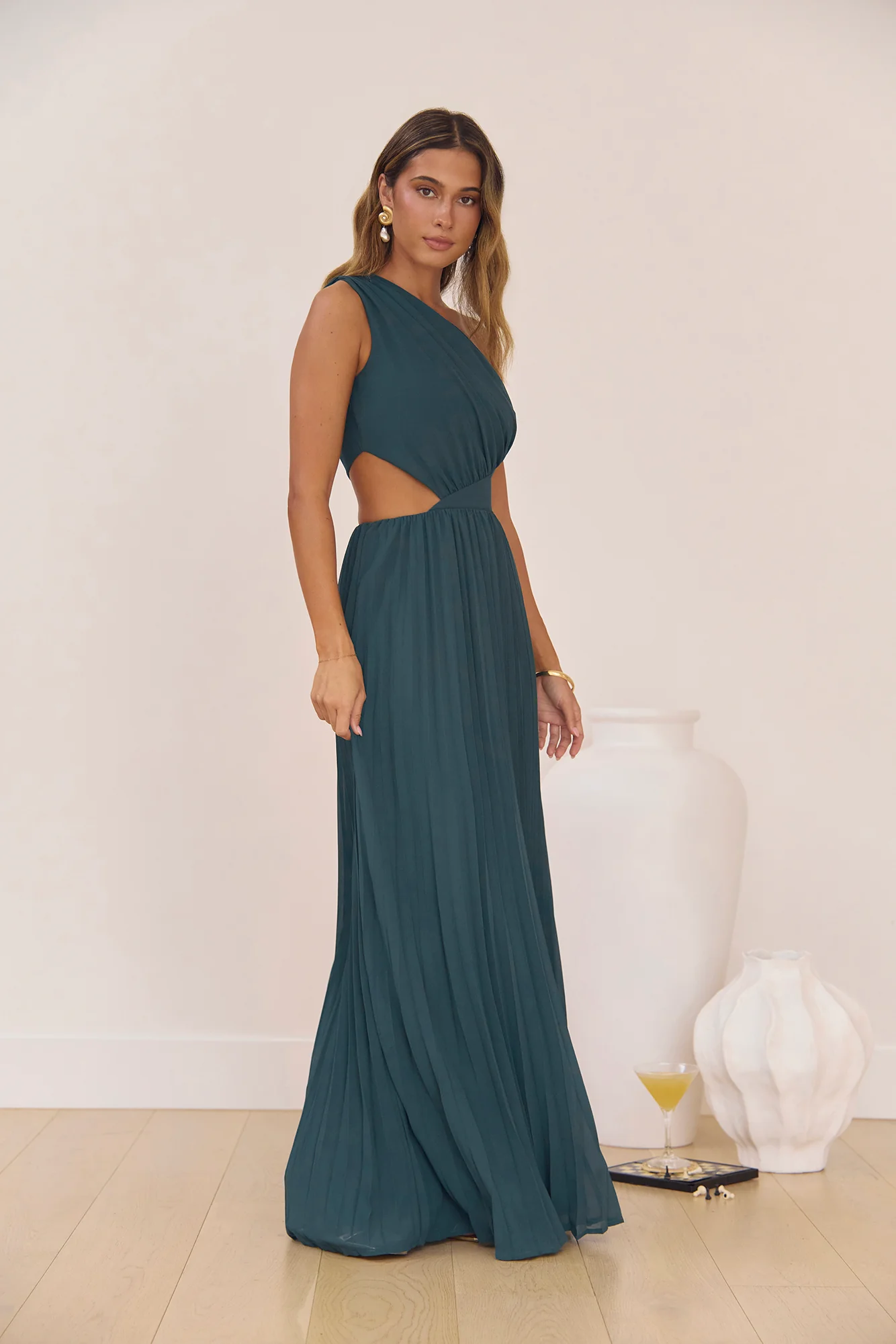 Summer Seduction One Shoulder Maxi Dress Teal - Image 6