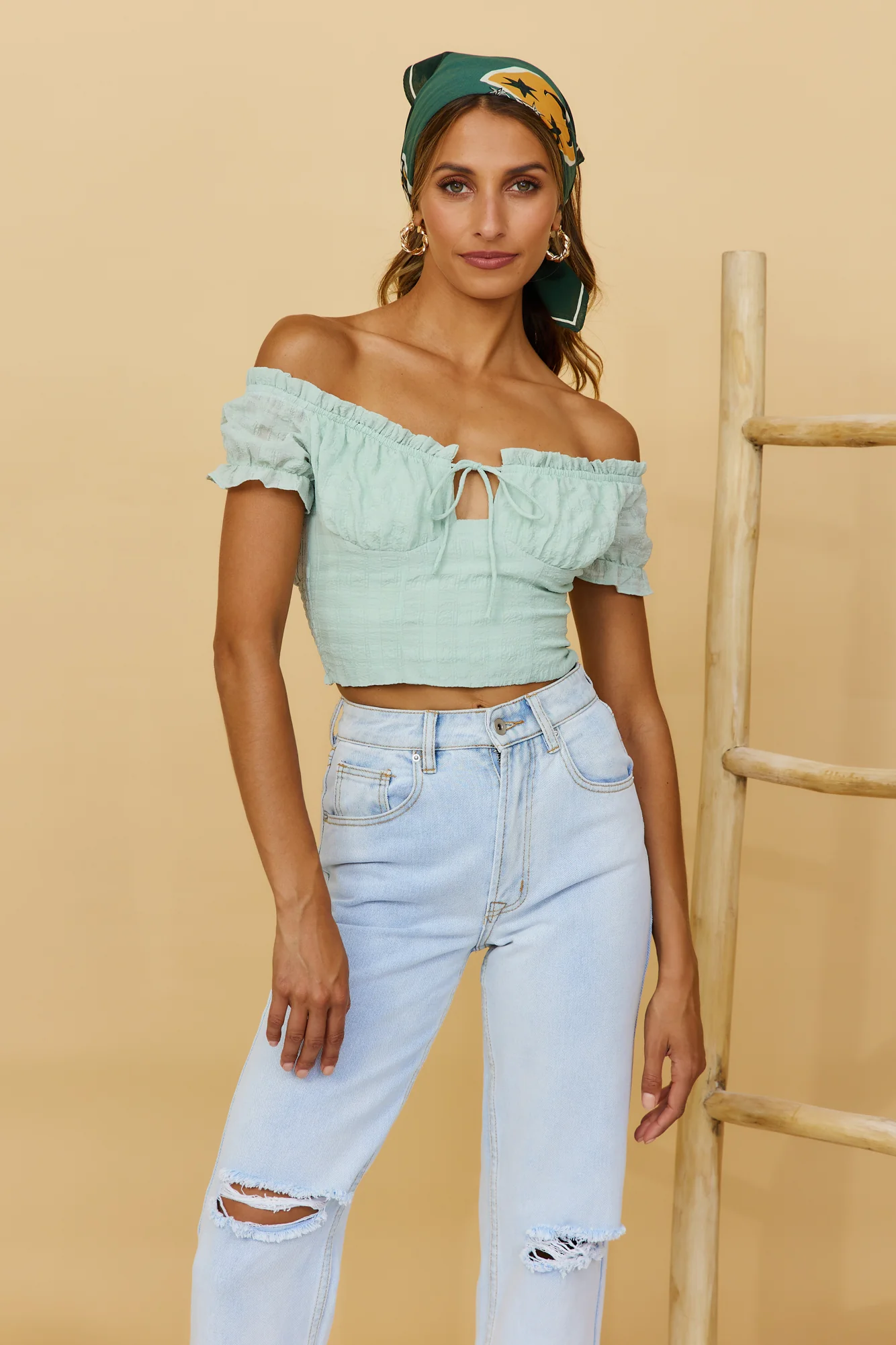 Sunny Daydreams Crop Top Sage - Image 5
