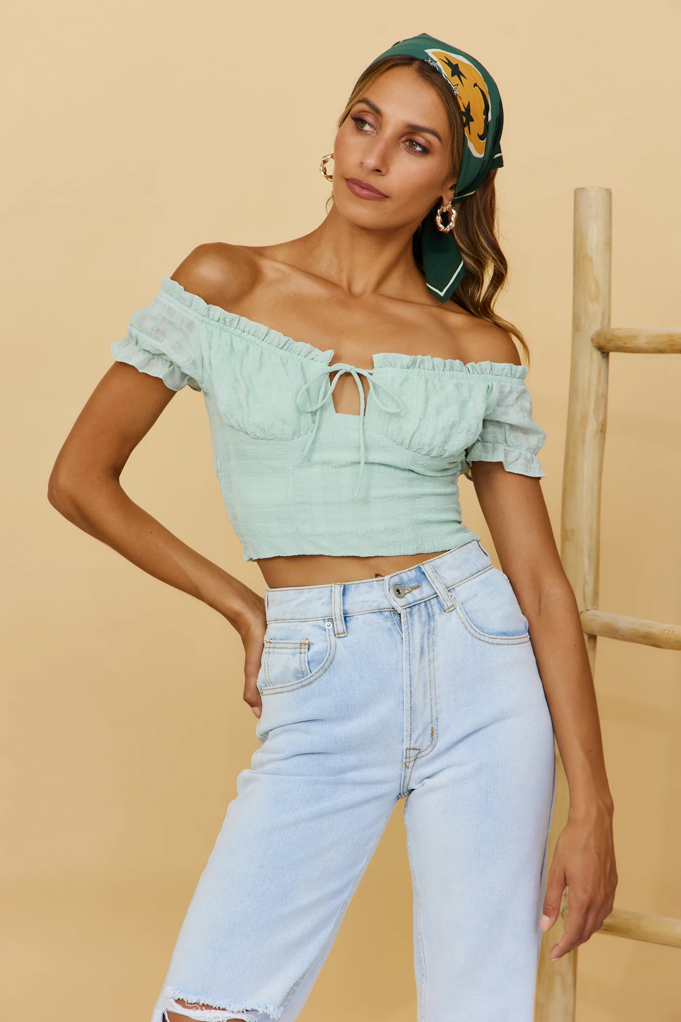 Sunny Daydreams Crop Top Sage - Image 6