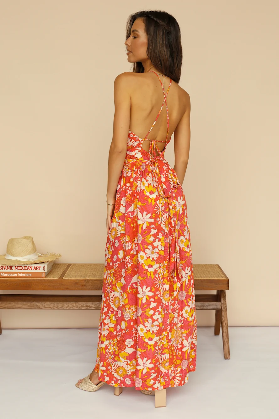 Sunset Shadows Maxi Dress Orange - Image 5