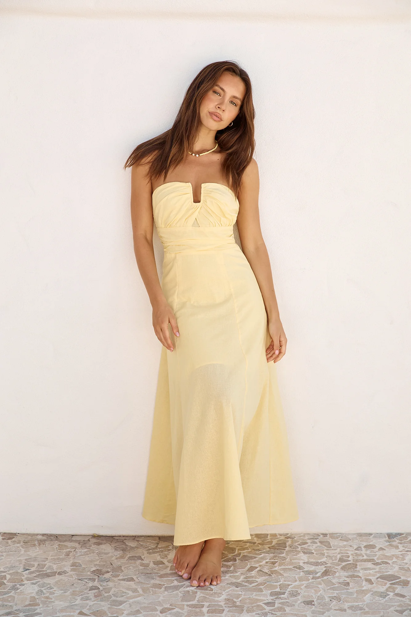Sunshine Bliss Strapless Maxi Dress Yellow - Image 3