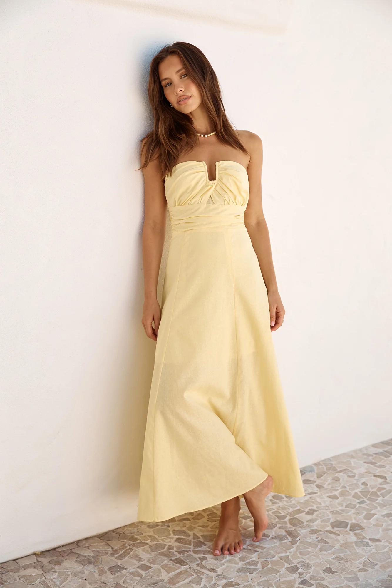 Sunshine Bliss Strapless Maxi Dress Yellow - Image 5