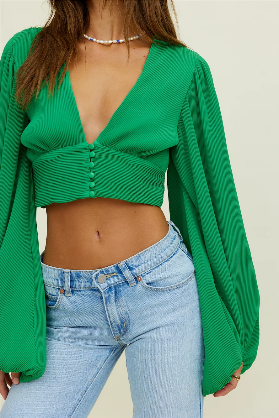 Swaying Rhythms Crop Top Green - Image 6