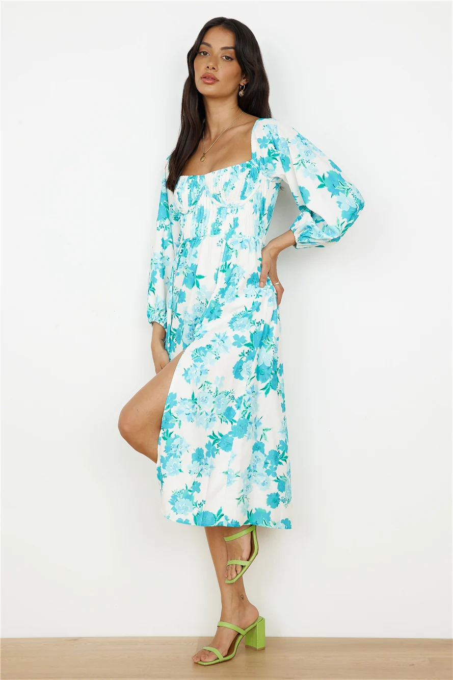 Sweet Epiphany Midi Dress Blue Floral - Image 5