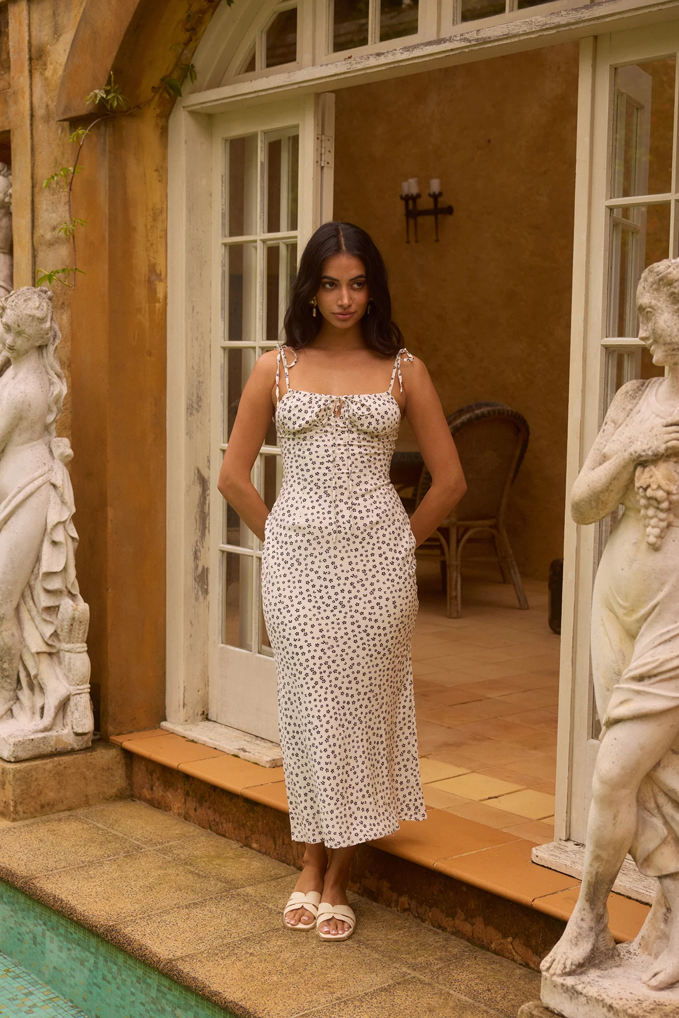 Sweet Serenity Floral Midi Dress Cream - Image 3