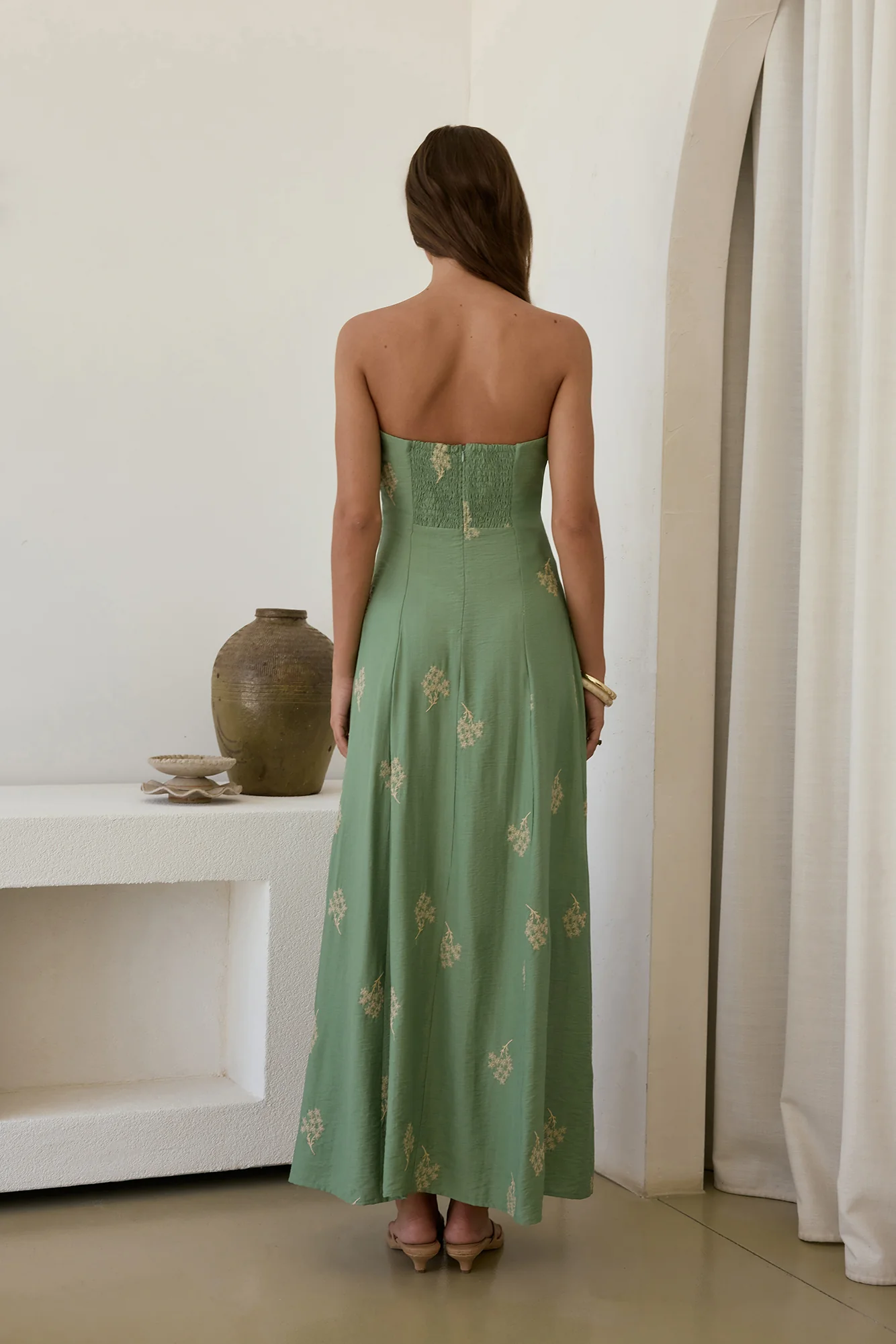 Swept Away Strapless Maxi Dress Green - Image 2