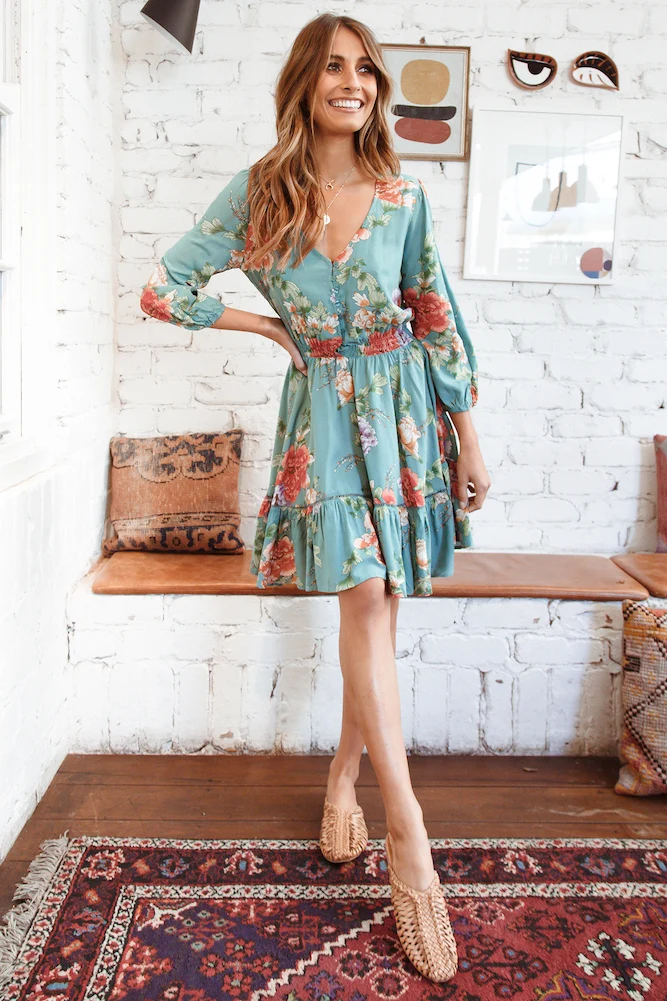 Take Me To Paradise Dress Green