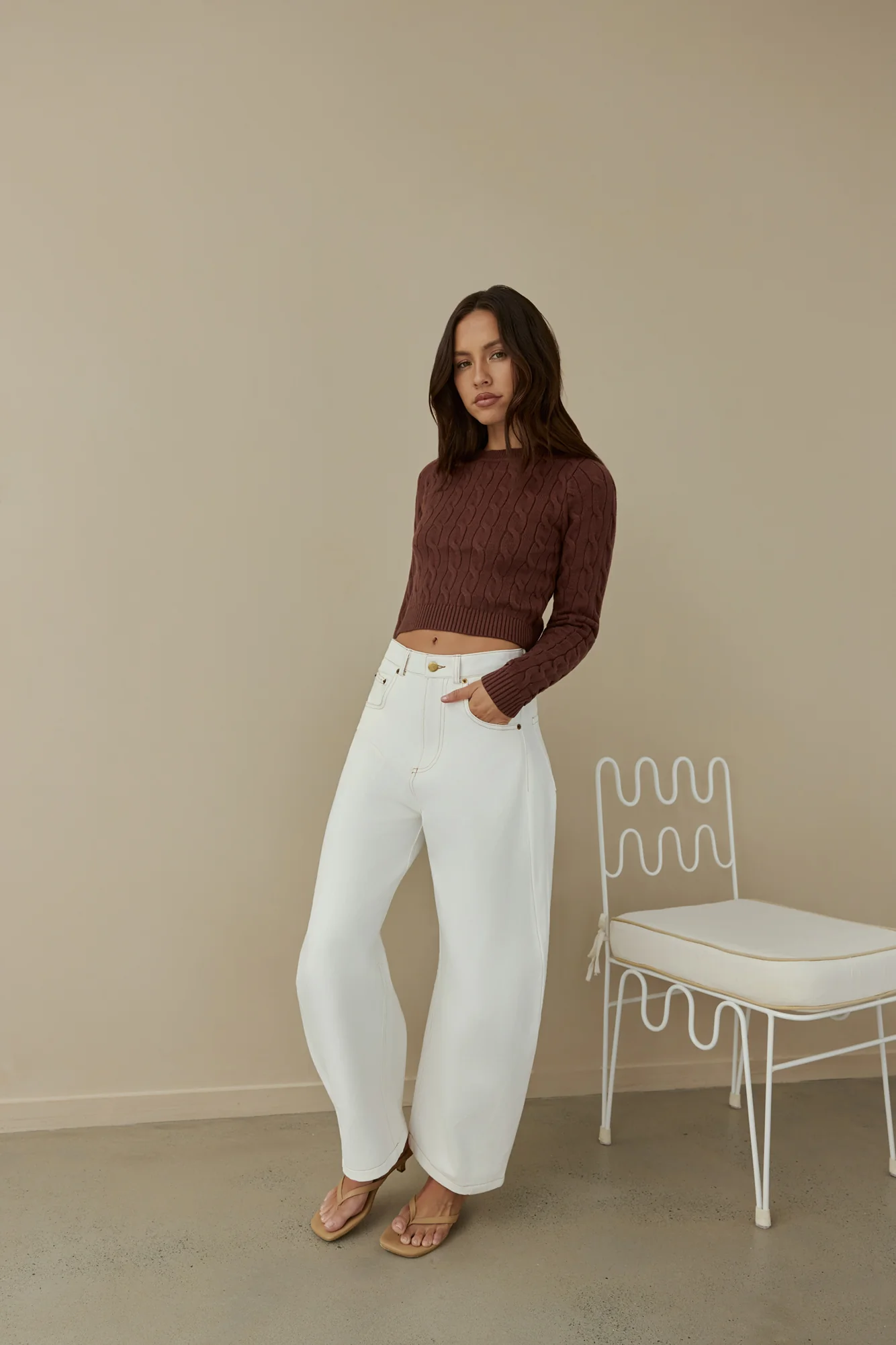 The Exclusive Cable Knit Sweater Brown - Image 5