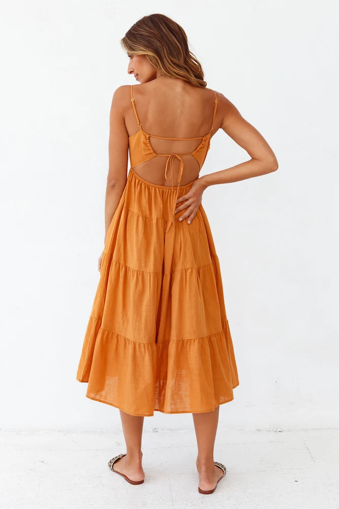 These Nights Midi Dress Ochre - Image 7
