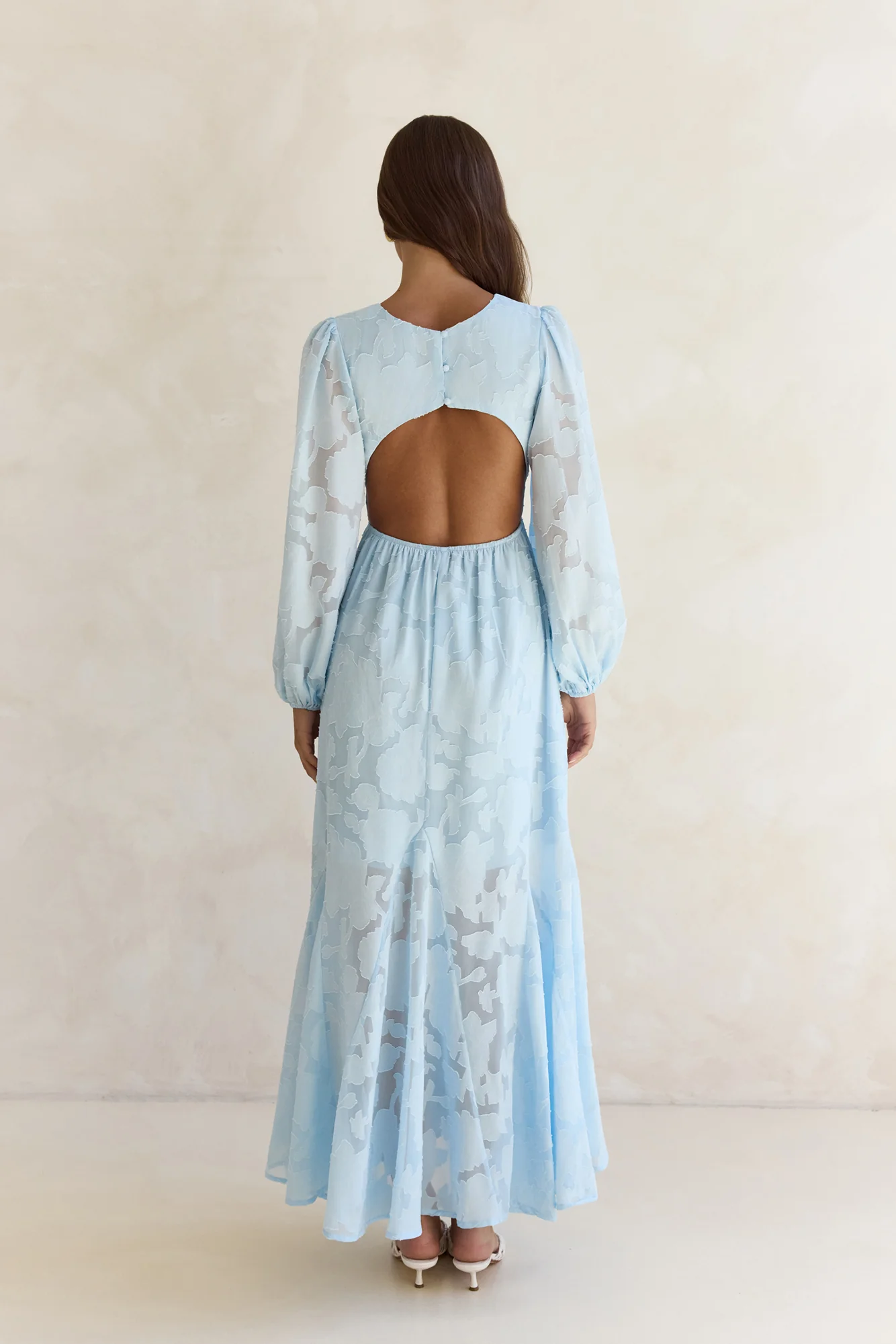 Time Floats By Long Sleeve Maxi Dress Blue - Image 2