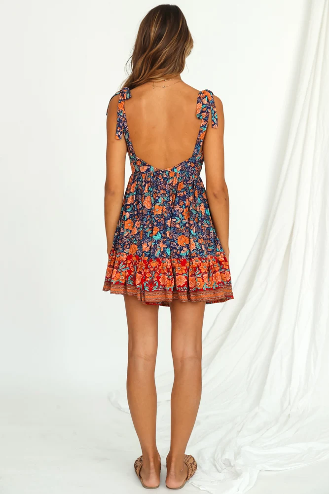Tuscany Sunset Dress Navy - Image 3
