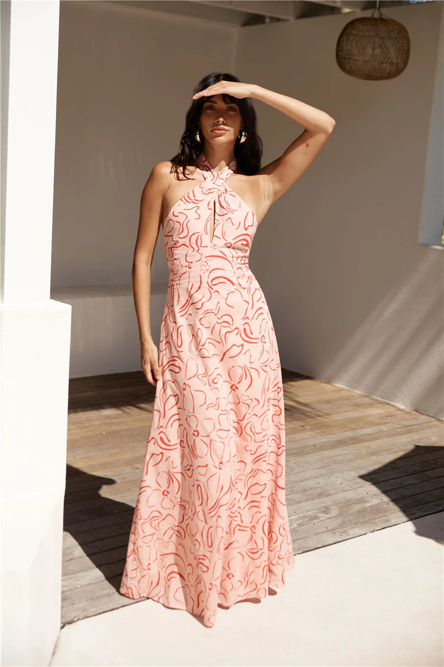 Under Shade Halter Maxi Dress Pink - Image 3