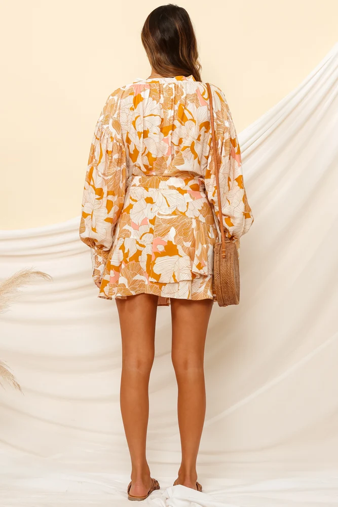 Under The Palm Trees Mini Skirt Mustard - Image 6