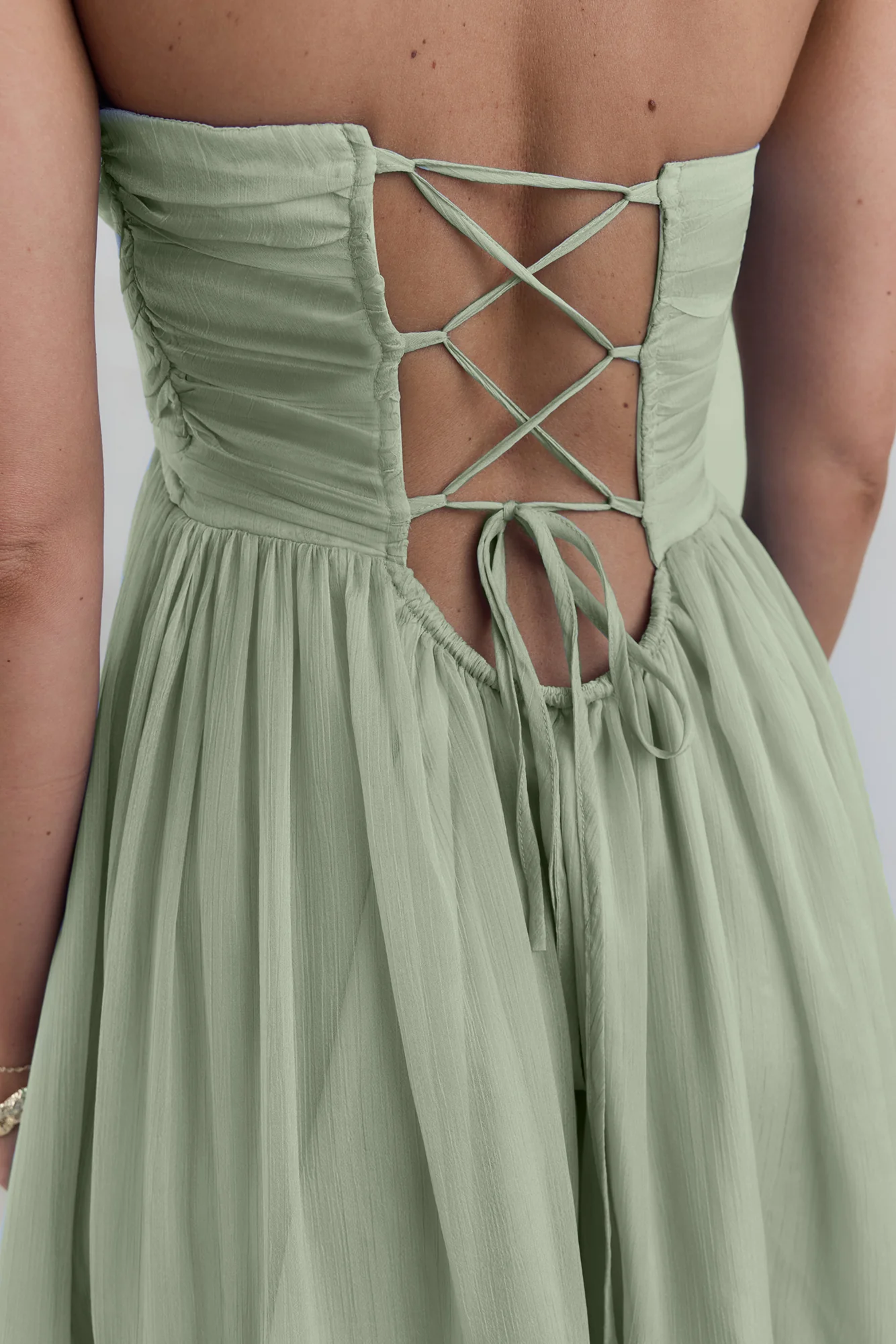 Unforgettable Style Strapless Maxi Dress Sage - Image 6