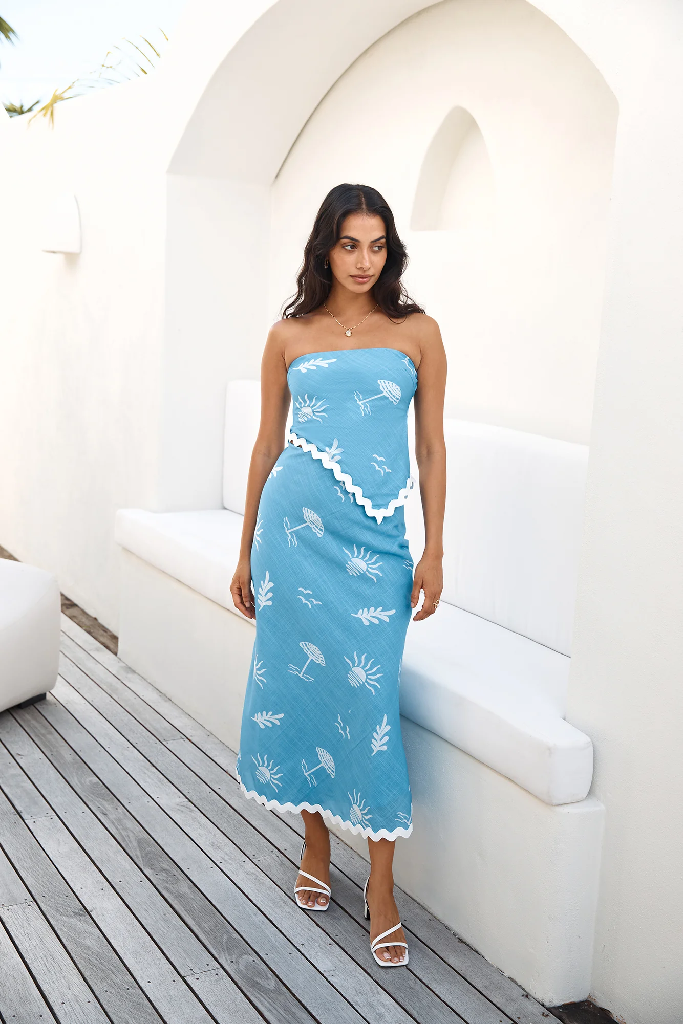 Vacation Away Maxi Skirt Blue - Image 4
