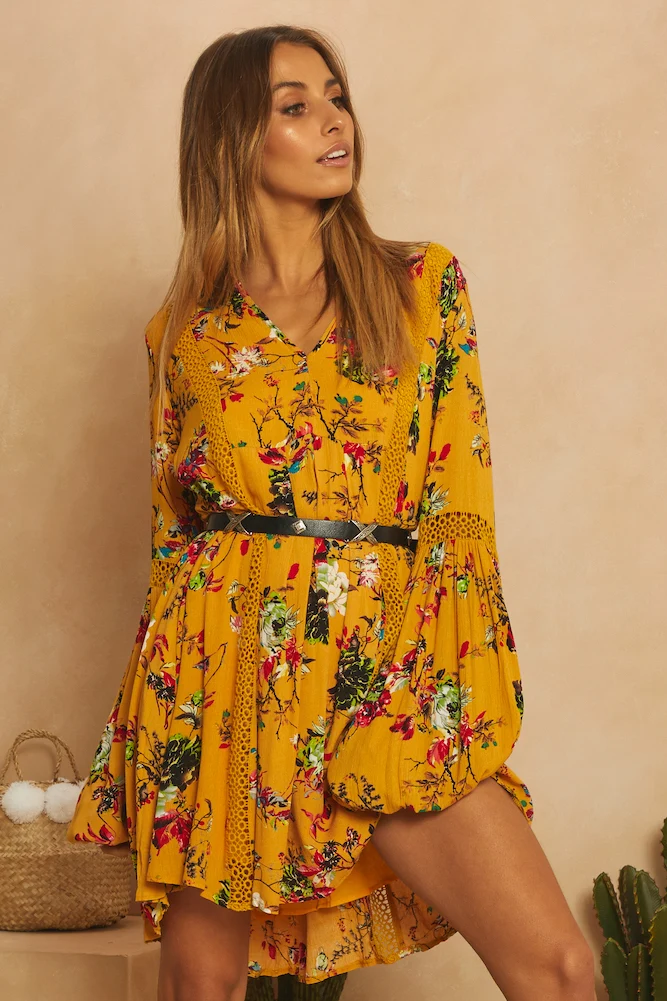 We Own The Sky Dress Mustard - Image 2