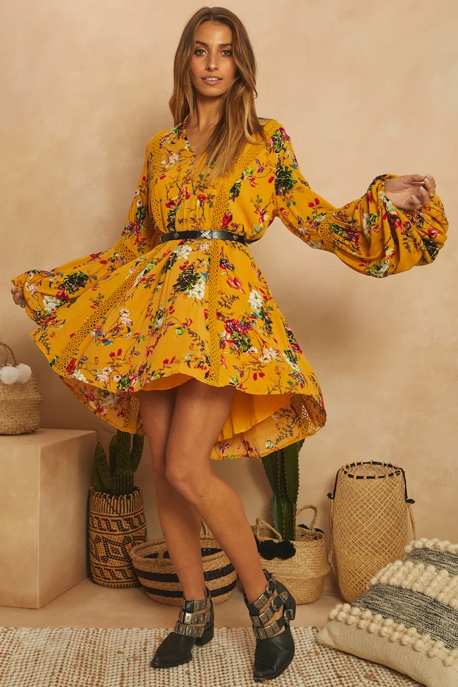 We Own The Sky Dress Mustard - Image 3