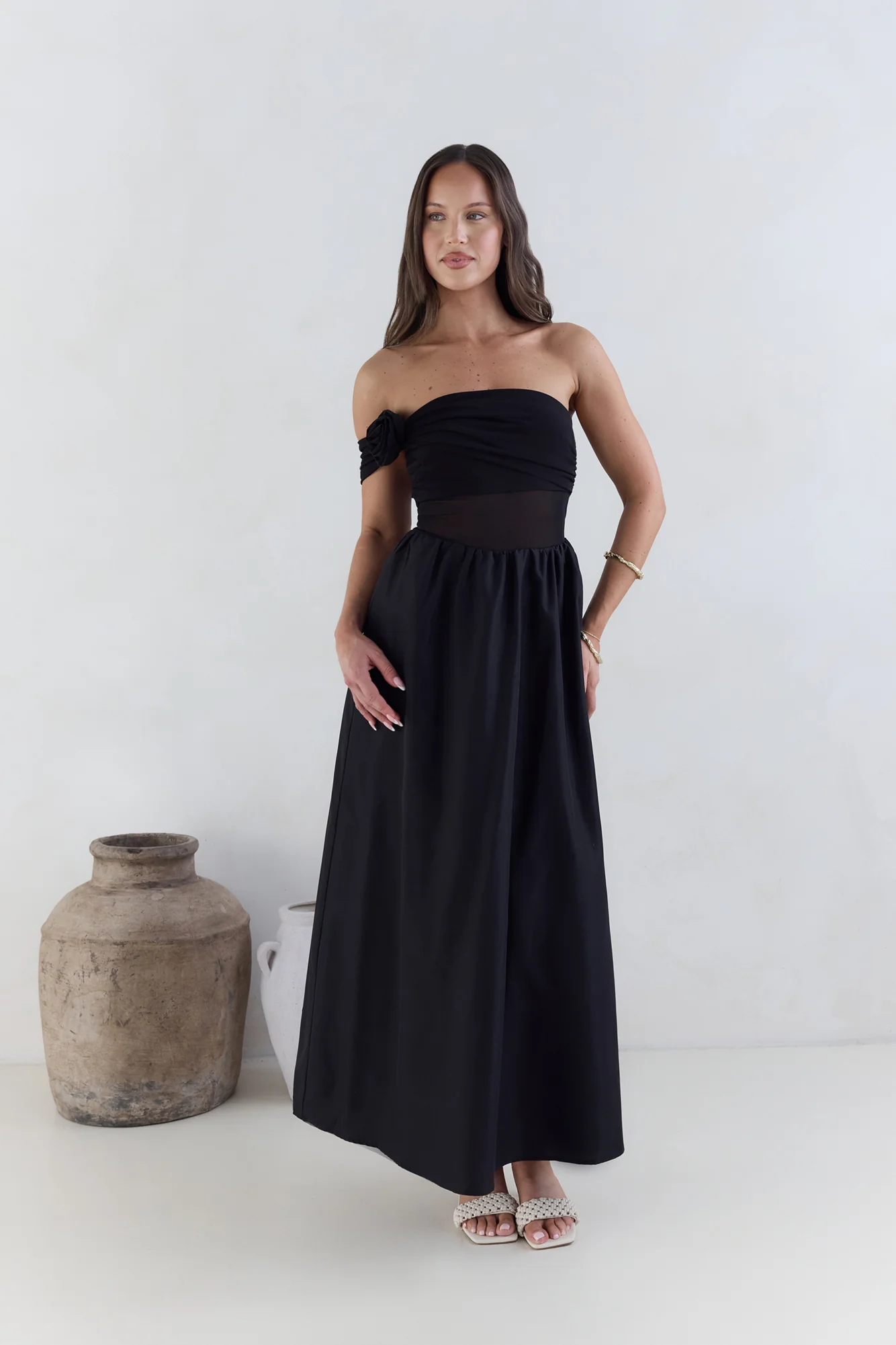 Wish List Getaway One Shoulder Maxi Dress Black - Image 3