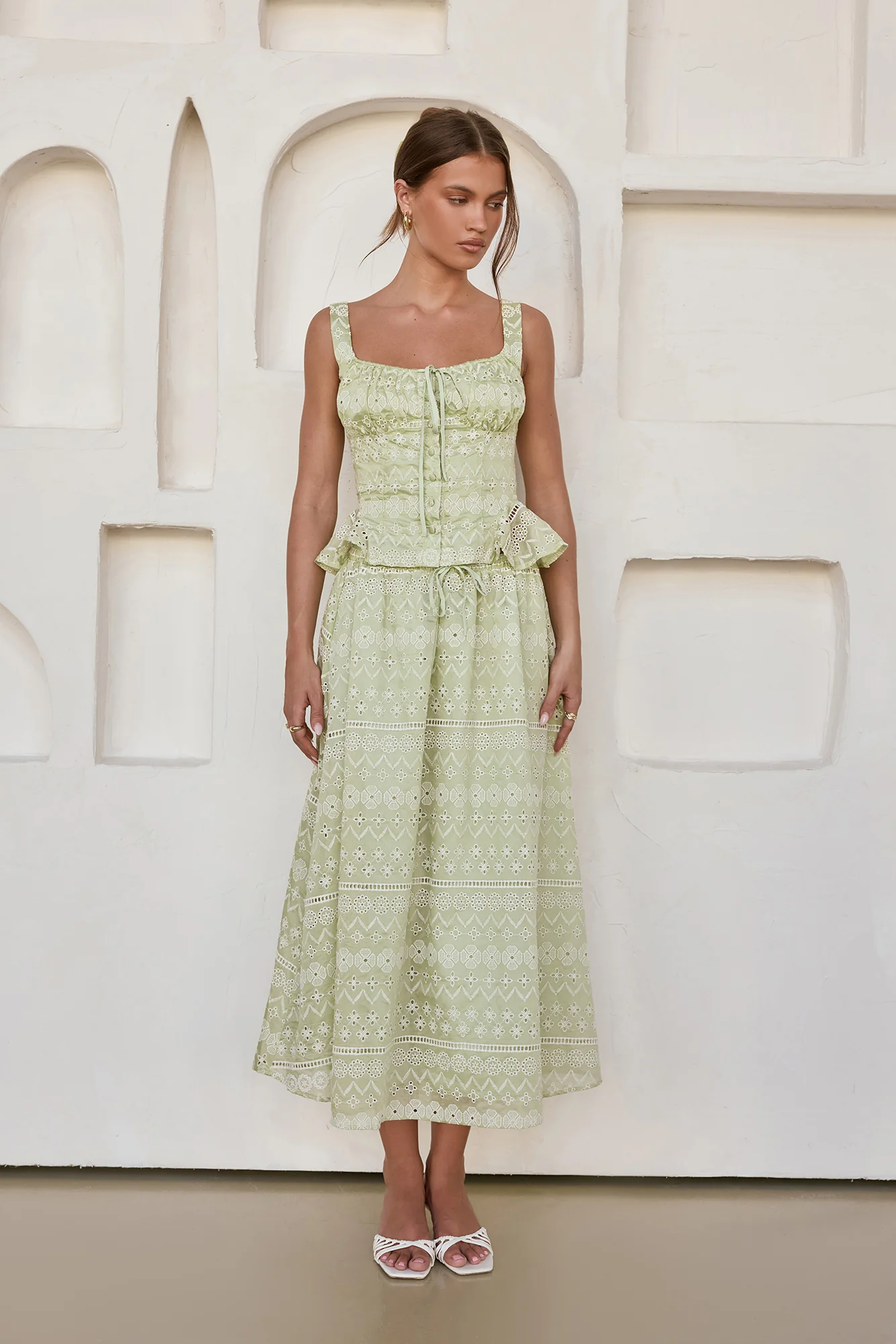 Wishing For Romance Midi Skirt Sage - Image 5