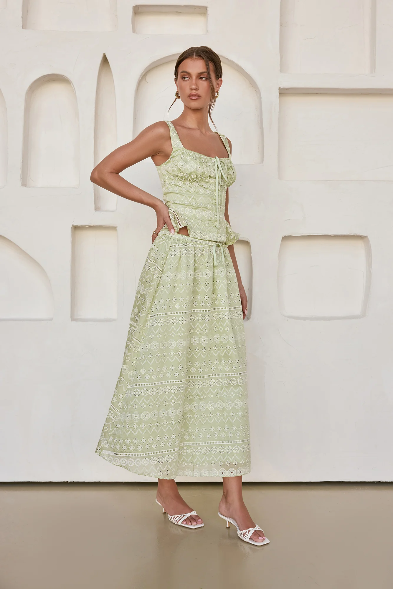 Wishing For Romance Midi Skirt Sage - Image 7